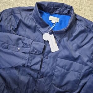 Outerknown Puffer Jacket Mens 2XL Blue Button Snap Evolution Econyl Insulated